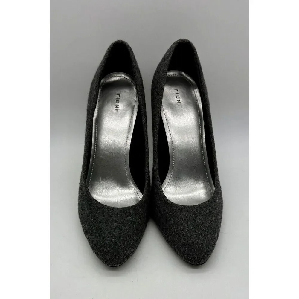 Fioni Heels Dark Gray Fabric Stiletto Women’s Size 9 Sexy 71572-19 See Notes